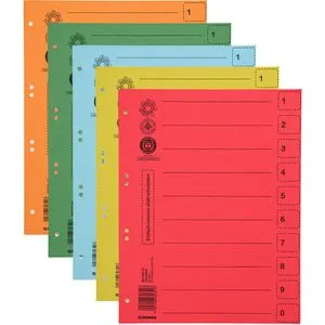 DONAU Trennblätter 8611001S-99 mit Perforation, A4, farbig sortiert, 250g/m² Karton, 50 Stück