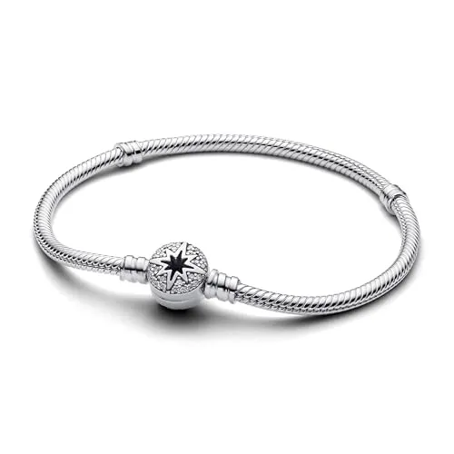 PANDORA Moments Schlangen-Gliederarmband mit Polarstern-Verschluss - Armbänder für Damen, funkelndes Design mit Zirkonia und Polarstern-Verschluss, passend für Pandora Moments Charms und ideal als bedeutungsvolles Geschenk.