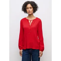 Langarmbluse STREET ONE, Damen, Gr. 38, racing rot, Stoff, 60% Viskose, 39% Polyester, 1% Elasthan, unifarben, normal normal, Rundhals, elastischer Bund, Blusen, in Unifarbe