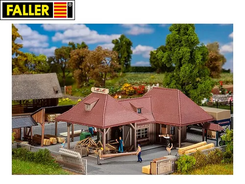 Faller Modelleisenbahn-Gebäude Faller 130886 H0 Schreinerei - 12 x 17.6 x 8 cm, detailgetreues Modell für kreative Modelleisenbahnanlagen