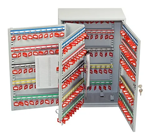 OfficeForce® Schlüsselkasten Office bis 300 Schlüssel, robust abschließbar Schlüsselbox Safe aus Stahl-Blech, magnetische Außenseite, höhenverstellbare Leisten, Wandmontage (55x38x21cm) (20089)