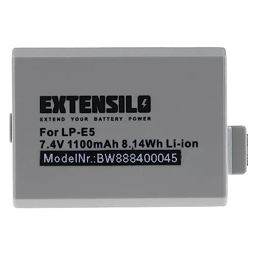 EXTENSILO Akku Ersatz für Canon LP-E5, LC-E5 für Kamera (1100 mAh, 7,4 V, Li-Ion)