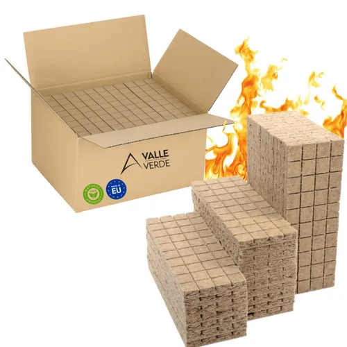 Valle Verde Kaminanzünder Set 400 Würfel, Holzanzünder, Grillanzünder, Schnellanzünder, Ofenanzünder, Kohlenanzünder, Feueranzünde, Holzwolle, Grill