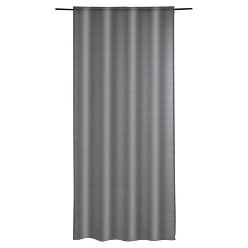 Vorhang Schlaufenschal BANJO, Grau, B 135 cm, L 245 cm - Der halbtransparente Schlaufenschal BANJO in Grau überzeugt mit verdeckten Schlaufen und hochwertigem Polyester. Ideal, um Licht sanft zu streuen und gleichzeitig Privatsphäre zu schaffen.