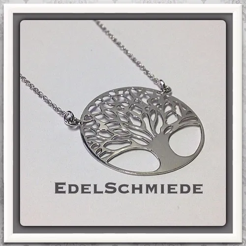 Edelschmiede925 Collier mit integriertem Lebensbaum aus 925 Silber - Elegantes Halscollier aus 925 Sterlingsilber mit einem stilvollen Lebensbaum-Motiv. Perfekt für jeden Anlass und ein zeitloses Schmuckstück für Ihre Kollektion.