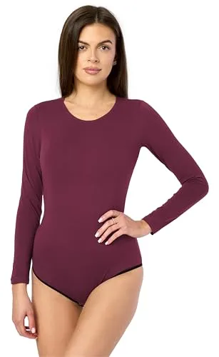 Merry Style Damen Langarm Body MS-114 (Weinrot, XL)