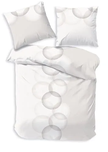 LINKHOFF Sommer Bettwäsche 135x200 cm - Beige Sand Kreise Design - Bettwäsche-Set aus 100% atmungsaktiver Baumwolle in hochwertiger Renforcé-Qualität für ein angenehmes Schlafklima an warmen Sommernächten. Mit praktischem Reißverschluss, maschinenwaschbar und bügelfrei.