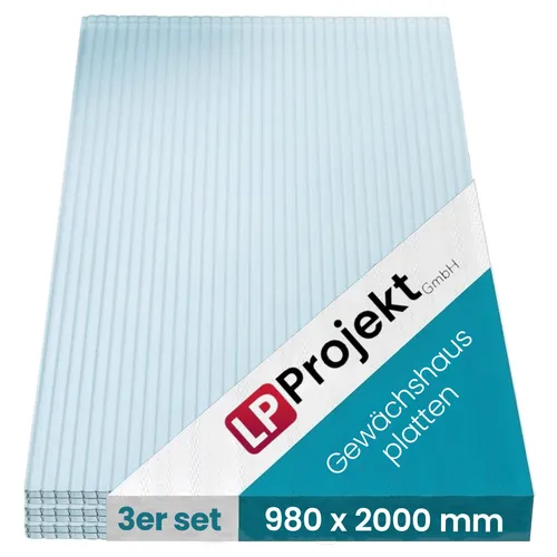 LP Projekt Polycarbonat-Doppelwandplatten 3er Set 16mm - Hochwertige 16mm Polycarbonat-Doppelwandplatten, klar und UV-beständig. Ideal für Terrassenüberdachungen oder Gewächshäuser mit extremer Schlagfestigkeit und witterungsbeständig.