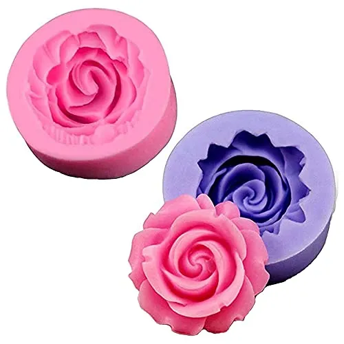 Stücke 3D Silikon Backform Rose Blume Silikon Form Fondant Geschenk Dekorieren Schokolade Cookie Seife Polymer Clay Harz Backformen für Seife, Süßigkeiten, Schokolade 35mm*35mm*18mm 2