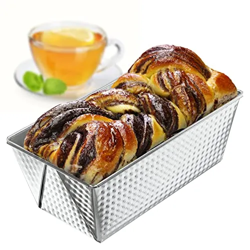 KADAX Rechteckige Backform, Kastenform aus Blech, Königskuchenform mit Antihaftschicht, Brotbackform, Kuchenform, Backform, eckige Brotform (Silber, 31 x 15,5 cm)