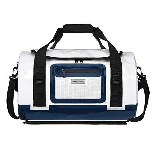 anndora Wasserdichte Sporttasche 30L in Weiß-Blau - Praktische 30L Sporttasche aus strapazierfähigem PVC Tarpaulin, ideal für Sport und Kurztrips. Mit mehreren Fächern und wasserdichtem Reißverschluss schützt sie Ihr Equipment zuverlässig.