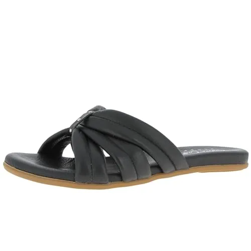 Andrea Conti Damen Pantolette Flacher Slipper, schwarz, 41 EU - Pantoletten für Damen aus 100% echtem Rindsleder – atmungsaktiv und rutschfest für maximalen Tragekomfort und stilvolle Outfits im Alltag.