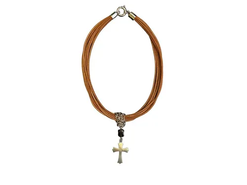 Esprit Damen Halskette Collier aus Leder und Silber 41cm von Esprit