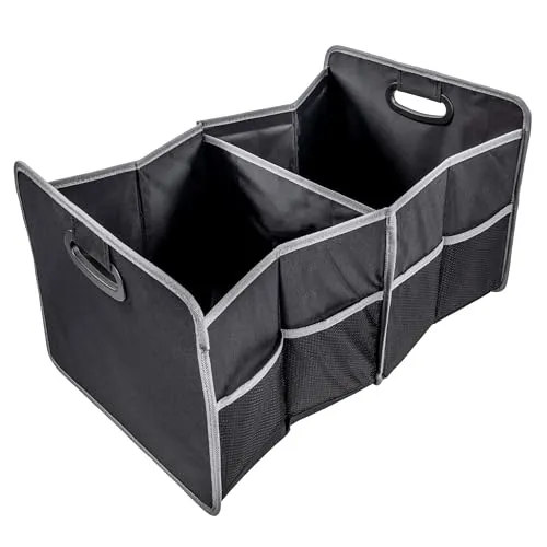 kamelshopping Kofferraum Organizer faltbar, stabile Kofferraumtasche, schwarz, ca. 55x30x33,5 cm, max. mit 9 kg belastbar, Faltbox, endlich Ordnung im Auto
