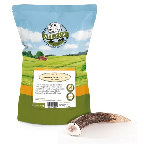 Bellfor Hunde Snack Leckerli Kaugeweih Hirschgeweih Geweihstangen Größe XXL 160g