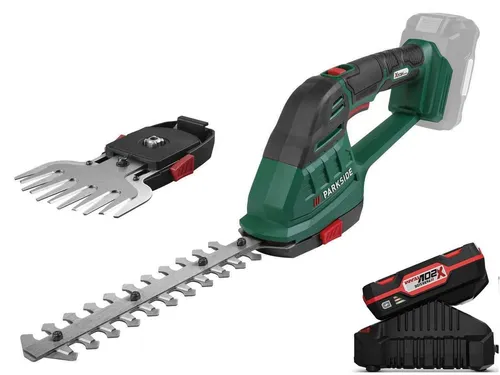 Parkside Akku-Gras- und Strauchscherenset 20V - Grasscheren-Set mit 2-in-1 Funktion für präzise Rasenkanten und Sträucher. Inkl. Akku und Ladegerät, ergonomisches Design für komfortable Handhabung.