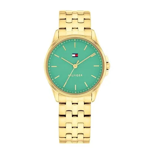 Tommy Hilfiger Damen Uhr 1782774 mit Goldfarben Edelstahlarmband - Elegante Armbanduhr für Damen mit 3-Zeiger-Quarzwerk und 30 mm Gehäuse, perfekt für den täglichen Gebrauch – stilvoll und wasserabweisend!