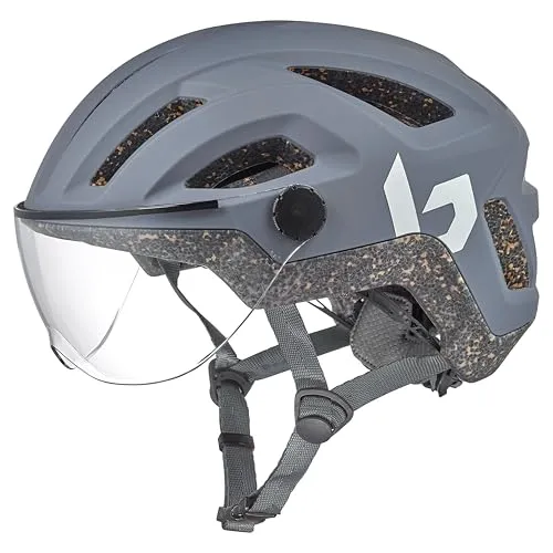 Bollé React Visor Cool Grey Matte - Unisex Fahrradhelm - Fahrradhelme mit fortschrittlichem AViD EPS-Schutzsystem, Click-to-Fit-Anpassung und 13 Belüftungsöffnungen für optimalen Komfort und Kühlung.