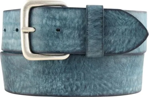 BELTINGER Gürtel aus weichem Vollrindleder Used-Look 5 cm | Jeans-Gürtel mit massiver Gürtelschnalle für Herren 50mm | Ledergürtel Vintage-Look | Marine 120cm