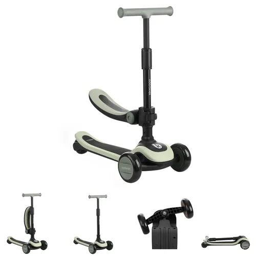 Kikkaboo Treo 2 In 1 Tretroller One Size - Kinderroller 2 in 1 von Kikkaboo: Mitwachsendes Laufrad und Roller, höhenverstellbar, rutschfest und faltbar. Ideal für Kinder ab 12 Monaten, max. 50 kg. Sicherheit durch versteckte Hinterradbremse und LED-Räder.