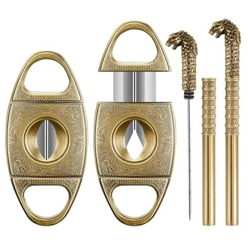 Scotte V-Schnitt Zigarrenschneider, Guillotine-Präzision, Zigarrenzugverbesserer-Werkzeug, Nadel und scharfe perfekte Zigarren-Schneider, Zigarrenzubehör-Set