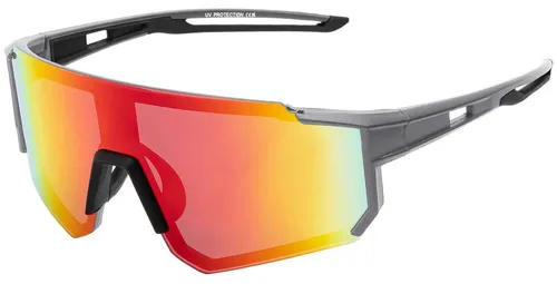 Uni Sonnenbrille 80er Fahrradbrille Sport Brille Retro verspiegelt Blau/Lila-Grau-Schwarz