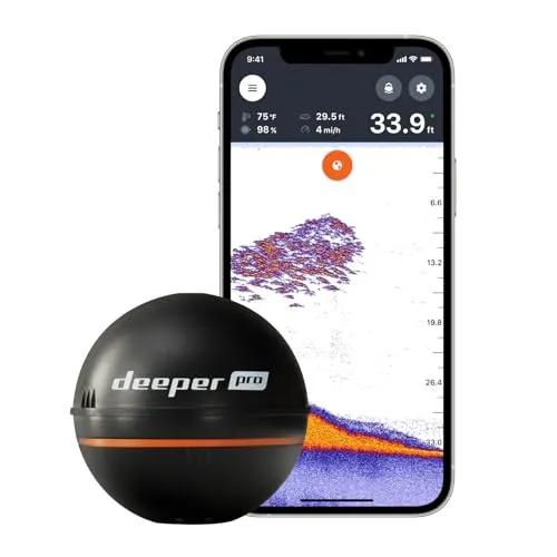 Deeper PRO smart Fischfinder - W-LAN Fischfinder für Kajak und Belly Boot, kabellos und präzise mit 100 m Reichweite und Live Tiefenkarten