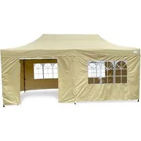 Faltpavillon Modena 3x6m beige mit stabilen Seitenteilen - Robuster Pavillon für Garten und Terrasse, witterungsbeständig und ideal für Feste. Mit einem stabilen Gestell und einer großzügigen Fläche von 18 m² bietet er optimalen Schutz und Komfort.