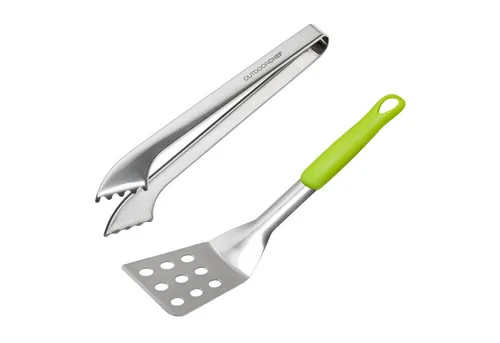 Outdoorchef Grillzubehör Besteckset Starter - Perfekt für Grillfans - Grillbesteckset mit abgewinkelter Form und ergonomischen Griffen für müheloses Arbeiten. Ideal für Grillfreunde, bestehend aus Grillzange und solidem Wender.