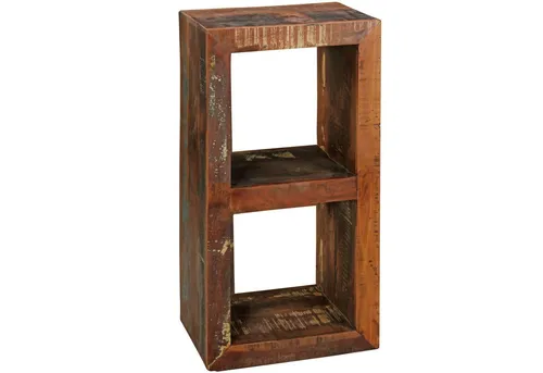 FINEBUY Standregal FB45283 - Massivholz Mango Regal 90x45x35 cm - Standregal aus robustem Mango Massivholz im Shabby Chic, ideal als Bücherregal oder Nachtkästchen, pflegeleicht und kratzfest für vielseitige Dekoration.