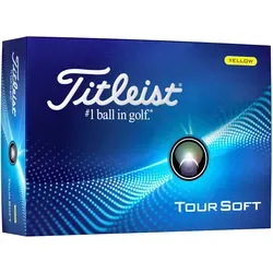Titleist Tour Soft Golfbälle - 12 Stück, Weiß/Gelb/Grün mit AIM 360° - Erlebe die optimale Kombination aus weichem Schlaggefühl und zuverlässiger Leistung. Der Golfball bietet eine verbesserte Flugstabilität für präzisere Schläge und ist jetzt auch mit Ausrichtungsmarkierungen erhältlich.