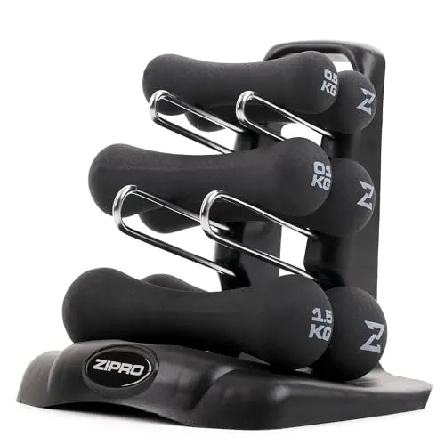 Zipro Hanteln, rutschfestes Kurzhanteln 6er Set, Neopren Dumbbell Set, Gewichte 2 x 0,5kg, 2 x 1,0kg, 2 x 1,5 kg, Home Gym, Krafttraining zuhause