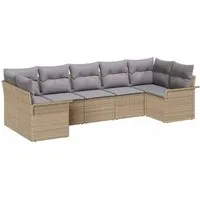 vidaXL Garten-Sofa-Set 7 pcs Beige Poly Rattan - Modulares Gartenmöbel-Set für maximale Flexibilität. Ideal für Balkone und Terrassen, robust und wetterfest mit bequemen Kissen für ultimativen Komfort.