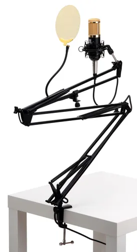 Pronomic Mikrofon CM-100 Studio Großmembranmikrofon - 5-tlg Radioshow Bundle - Professionelles Kondensatormikrofon für Gesangs- und Instrumentenaufnahme, ideal für Studio, Podcast und Radioproduktion mit rauschfreiem, warmem Klang.