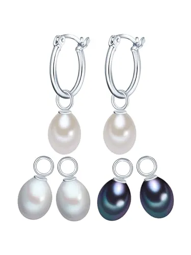 Valero Pearls Perlenohrringe silber – Creolen mit Mix & Match Design
