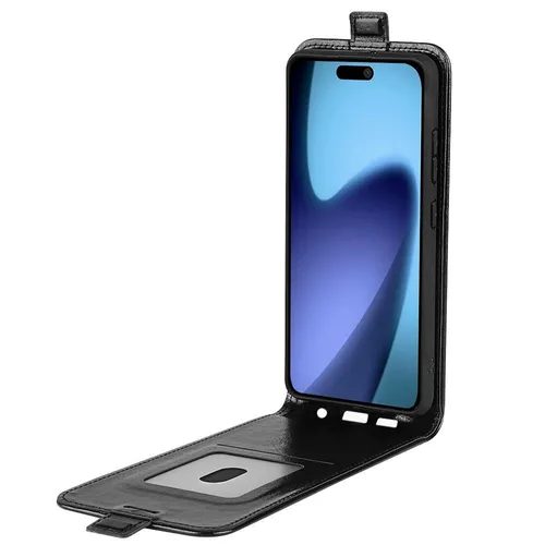 Für Apple iPhone 17 Vertikale Kunstleder Handy Flip Schutz Tasche Hülle Schwarz