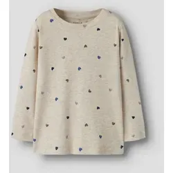 Name It Langarmshirt NMFNUTTI LS TOP NOOS mit tollem Herzchen-Alloverprint beige 92 EU