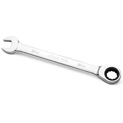 Jetech Ratschen-Ring-Maulschlüssel, 30 mm, metrisch, Industriequalität, Zahnradschlüssel mit 12-Kant-Design, 72-Zahn-Ratsche, geschmiedeter und wärmebehandelter Chrom-Vanadium-Stahl