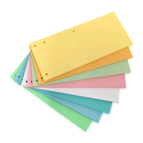 Trennstreifen in 8 Farben, 25 Stück pro Farbe, 24 x 10,5cm, gelocht, 180g/m² Karton, mit praktischer 4-Fach Lochung zum quer oder hochkant Abheften Perfekt zum Sortieren von Dokumenten, bedruckbar 200