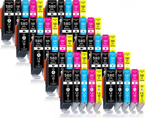 50er Pack Druckerpatronen 580 581 XXL kompatibel mit Canon TS705