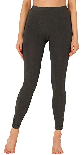 Merry Style Damen Lange Leggings Sportleggings aus Viskose mit Raffung Hohe Taillie MS10-345(Dunkelmelange, L)