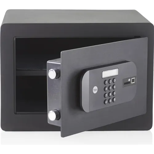 Yale YSFB/250/EB1 Motorisierter Hochsicherheits-Heim-Tresor mit Fingerprint - Hotelsafe mit Fingerabdruckzugang, speichert bis zu 100 Fingerabdrücke und bietet höchste Sicherheit durch laser-geschnittene Stahltüren und Anti-Saw-Verriegelungen.