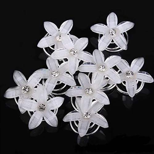 Slivercolor 10 Stück Haarspangen mit Strasssteinen in Spiralform, Brautschmuck, Haarschmuck