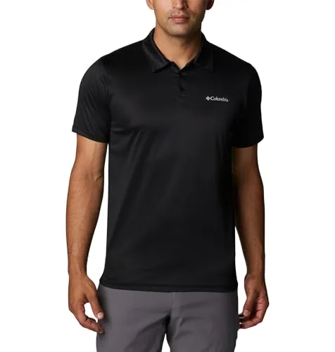 Columbia Hike Polo Shirt Gr. L schwarz/grau - Kurzärmliges Poloshirt aus schnelltrocknendem Polyester für Wanderungen und Reisen. Farbe: Schwarz/Grau, Größe: L. Ideal für aktive Outdoor-Aktivitäten!