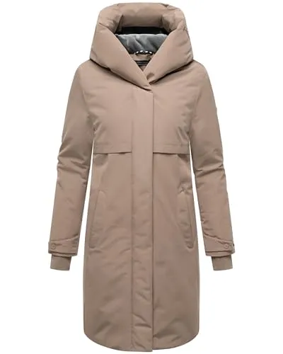 Navahoo Wintermantel Domingaa 14 - Langer warmer Mantel mit magnetischen Details - Funktionsjacken, stilvoll und funktional mit wasserabweisenden Eigenschaften und wärmender Fleece-Kapuze, ideal für kalte Tage.