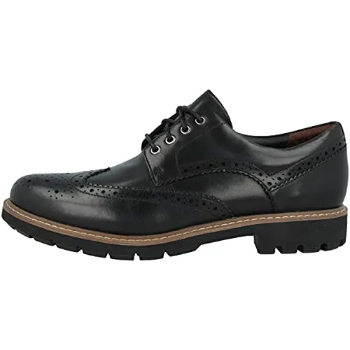 Clarks Herren Batcombe Wing Derbys, Black Leather, 45 EU von Clarks