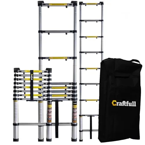 𝐂𝐑𝐀𝐅𝐓𝐅𝐔𝐋𝐋 Aluminium Teleskopleiter CF-101A | 𝟑 𝐉𝐀𝐇𝐑𝐄 𝐆𝐀𝐑𝐀𝐍𝐓𝐈𝐄 - Stehleiter mit 3 Jahren Garantie, sicherer Stand durch Sicherheits-Rasterverschlüsse und gummierte Füße – ideal für Malerarbeiten und Haushalt.