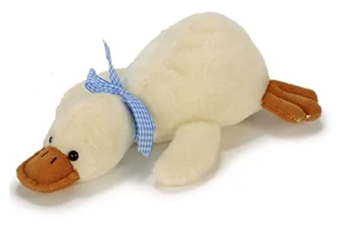 Euro Souvenirs Kuscheltier, Plüschente mit Schleife, liegend, ca. 15 x 23 x 8 cm, Weiss oder braun (Weiss beige)