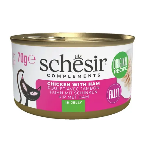 SCHESIR Chicken with ham in jelly - nassfutter für Katzen - 70g Ag 8005852121363