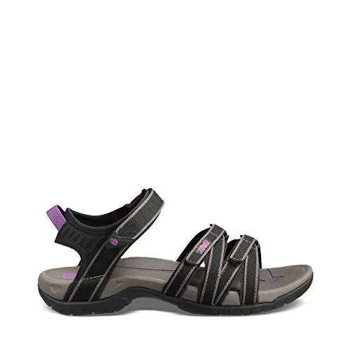 Teva Sandale Tirra Klett Outdoor Damen - Schwarz/Grau - Wanderschuhe für schmale Frauenfüße mit griffiger Spider Original-Laufsohle und optimaler Trittdämpfung durch Shoc Pad. Verstellbare Klettverschlüsse sorgen für perfekten Halt.